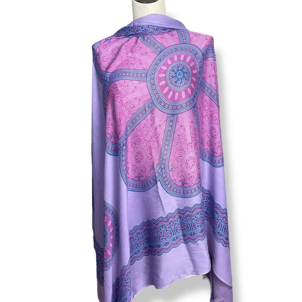 YOA Floral Scarf Shawl Wrap Fringe Mandala‎ Pattern FLAWS Women 62